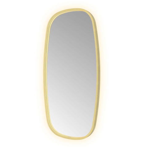 Hotbath &MORE Spiegel in aluminium frame / contour - 50x100cm - inclusief direct & indirect LED - spiegelverwarming - color changing - dimbaar - dottless - met afstandsbediening - PVD - geborsteld messing goud SW1246857