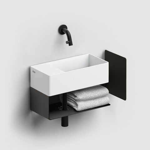 Clou New Flush 3 lave-mains 35x18cm trou de robinet pré-percé aluite Blanc mat SW106246