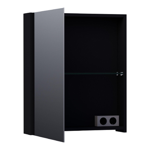 BRAUER Impress armoire de toilette - 60x70x15cm - sans éclairage - avec 1 porte miroir double face à gauche - noir mat SW393140