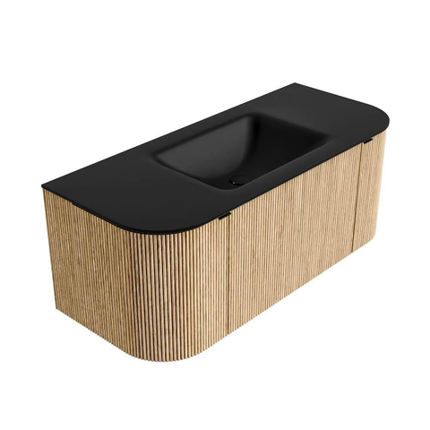 MONDIAZ KURVE Meuble de salle de bains 110 cm avec module 25 Len R couleur Chêne avec 1 tiroir et 2 portes. Lavabo CLOUD central sans trou de robinet Urban. SW1138346