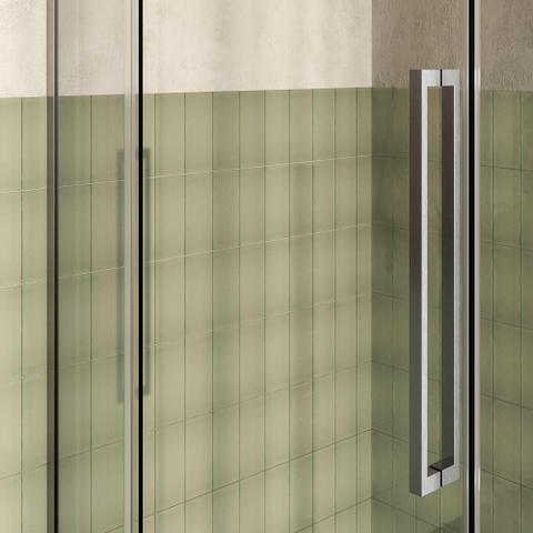 BRAUER Stellar Cabine de douche - 100x90x200cm - porte battante - revêtement de verre - réversible - verre clair - Inox brossé PVD SW1418007