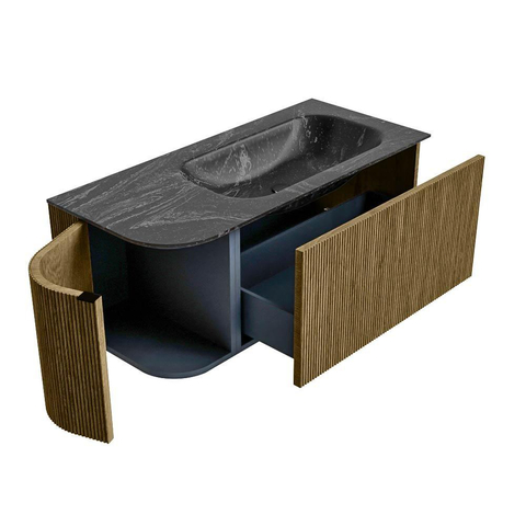 Mondiaz KURVE-DLUX Badkamermeubelset - 105x46x40cm - 1 lade - 1 deur - wastafel solid surface - rechts - zonder kraangat - Dusk SW1415248