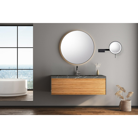 Zack Linea make-upspiegel – rond – 38x26,3 cm – LED-verlichting – 5x vergrotend, dimbaar – Zwart SW1159370