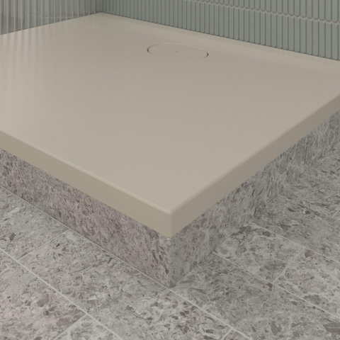 Villeroy & Boch Ecora douchebak - 100x80x3.5cm - afvoer lange zijde - almond (beige) SW1558922