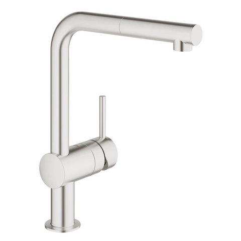 GROHE Minta Robinet de cuisine avec mousseur extractible et bec L acier 0442463