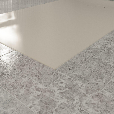 Villeroy & Boch Ecora douchebak - 150x90x3.5cm - afvoer korte zijde - almond (beige) SW1558932