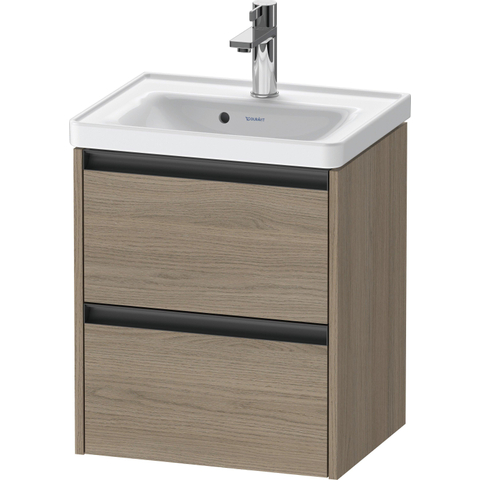 Duravit Ketho.2 Wastafelonderbouwkast - met 2 laden - 48.4x37.5x54.9cm - met grepen antraciet - eiken terra mat SW772066
