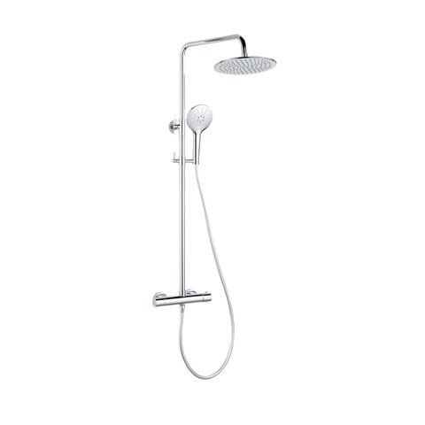 Fortifura Calvi Regendoucheset - thermostatisch - 25cm - hoofddouche - gladde slang - ronde handdouche - hoogglans chroom SW1204419