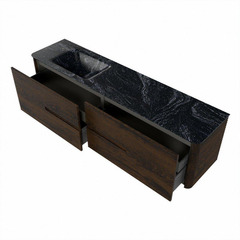 Mondiaz CIRO-DLUX Ensemble de meubles de salle de bains - 190x45x50cm - lavabo en solid surface Lava - 1 vasque à gauche - 1 trou de robinet - 4 tiroirs - Noyer SW1530191