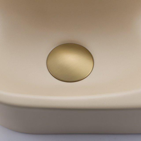 Fugaflow Efficiente Pietra Ensemble lave-mains - 40x21,5x12cm - droite - lisse - demi-rond - 1 trou de robinet - céramique - robinet de lavabo laiton brossé - bonde - siphon abaissé - beige SW1442382