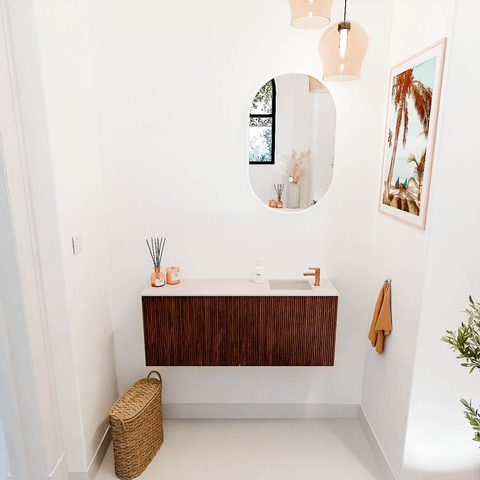 Mondiaz JOYA-DLUX 100cm toiletmeubel - kleur Ruby - Wastafel FAYE positie Rechts 1 kraangat kleur Meli. SW1425378
