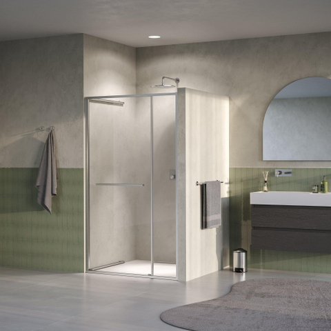 BRAUER Luminis Porte de niche - 120x200 - 2 éléments pivotants vers l’intérieur - verre transparent - réversible - incl. traitement anticalcaire - inox brossé PVD SW1580843
