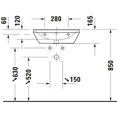 Duravit D-Neo wastafel 55x44x16.5cm 1 kraangat rechthoek Keramiek Wit SW640428