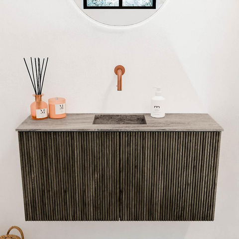 Mondiaz JOYA-DLUX 80cm meuble de salle de bains - couleur Shadow - Vasque FAYE position Milieu Sans trou de robinet couleur Oza. SW1425041