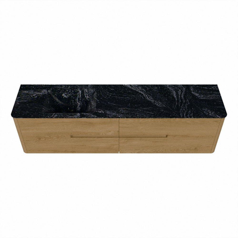 Mondiaz CIRO-DLUX Ensemble de meubles de salle de bains - 190x45x50cm - Plan-vasque solid surface Lava - 1 vasque à gauche - sans trous de robinet - 4 tiroirs - Chêne SW1530984
