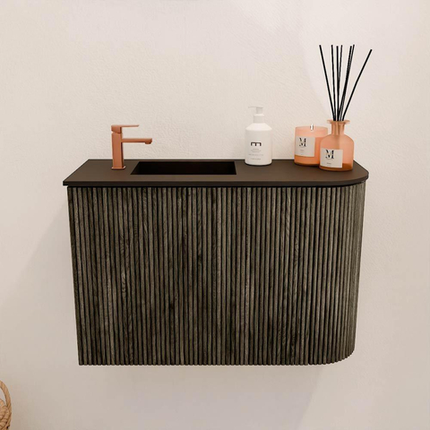 Mondiaz JOYA 61.6cm toiletmeubel - ronding rechts kleur Shadow - Wastafel FAYE positie Links 1 kraangat kleur Urban. SW1421555