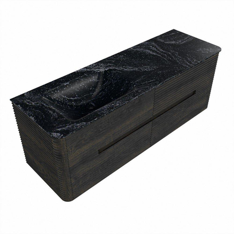 Mondiaz CIRO-DLUX Badkamermeubelset - 140x45x50cm - Solid surface wastafel Lava - 1 wasbak Links - 1 kraangat - 4 lades - Shadow SW1532268