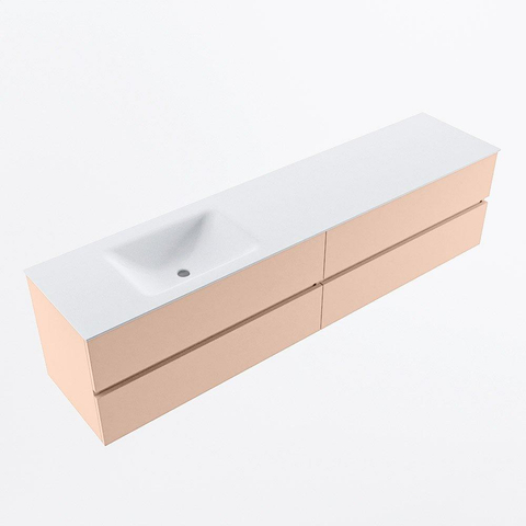 MONDIAZ VICA Ensemble meuble de salle de bains - 200cm - meuble bas rosee - 4 tiroirs - lavabo cloud à gauche - 1 trou de robinet - version haute 60cm - talc SW1083369