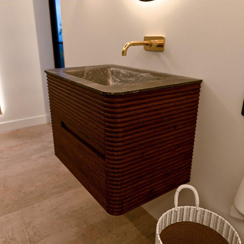 Mondiaz CIRO-DLUX Badkamermeubelset - 70x45x50cm - Solid surface wastafel Lava - 1 wasbak Midden - zonder kraangaten - 2 lades - Ruby SW1531575