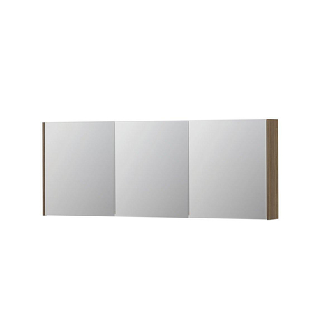 INK SPK1 Spiegelkast - 160x14x60cm - 3 deuren - dubbelzijdige Spiegel - schakelaar en stopcontact - MFC Zuiver eiken SW493911
