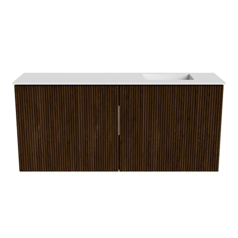 Mondiaz JOYA 90cm meuble de toilette - couleur Walnut - Vasque FAYE position Droite Sans trou de robinet couleur Talc SW1421275