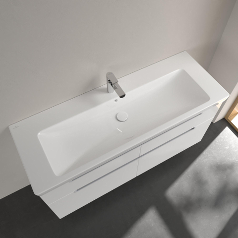 Villeroy & Boch Subway 2.0 meubelwastafel - 130x47cm - 1 kraangat - met overloop - White Alpine (glans wit) 1024046