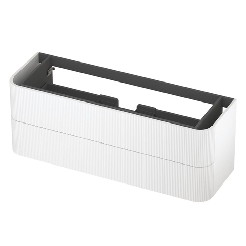 INK Concept R Meuble sous-lavabo - 140x45x52cm - 2 tiroirs - poignées en saillie - fraisé - angles arrondis - MDF laqué - blanc mat SW1405441