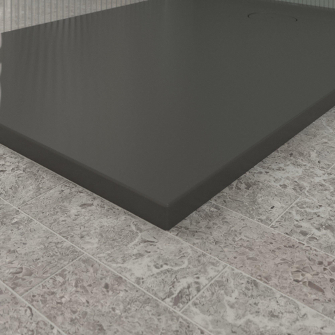 Villeroy & Boch Ecora douchebak - 140x100x3.5cm - afvoer korte zijde - anthracite (antraciet) SW1558954