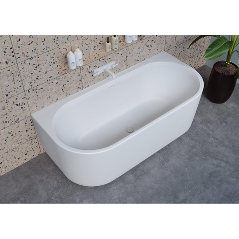 Baignoire Riho Desire semi-îlot semi-îlot avec trop-plein 180x84cm avec bonde Mat Blanc SW412248