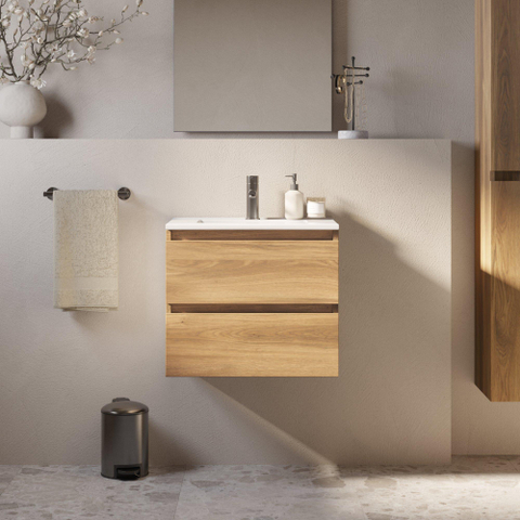 Brauer Core Series badkamermeubelset - 60x45x52cm - wastafel Frost - honey SW1601165