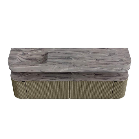 MONDIAZ THOR-DLUX Meuble de salle de bains 190cm arrondi gauche + droite couleur Shadow avec 2 tiroirs et 2 portes. Vasque suspendue CLOUD Gauche sans trou de robinet couleur Sombra. SW1466718