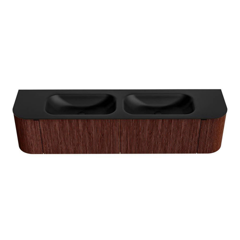 Mondiaz KURVE Badkamermeubelset - 190x46x40cm - 2 lade - 2 deuren - wastafel solid surface - dubbel - zonder kraangat - Ruby SW1415385