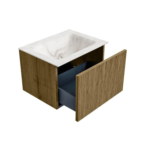 Mondiaz KURVE-DLUX Badkamermeubelset - 175x46x40cm - 2 lade - 1 deur - wastafel solid surface - dubbel / links - 2 kraangaten - Dusk SW1415034