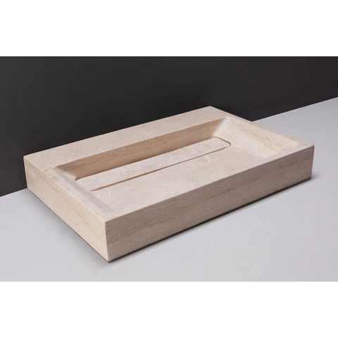 Forzalaqua Bellezza wastafel - 80.5x51.5x9cm - 1 kraangat - gezoet travertin (beige) SW67887