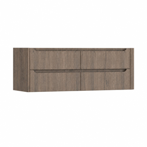 H&R Badmeubelen Juice Meuble sous vasque - 140x45x50cm - angle droit arrondi - 4 tiroirs - poignée intégrée - Tucson oak SW1490174