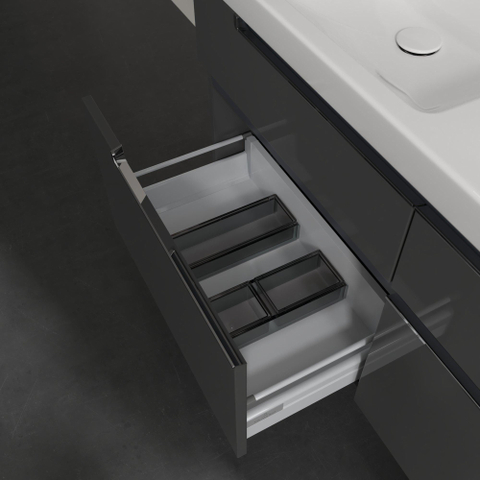 Villeroy & Boch Subway 2.0 wastafelonderkast - 128.7x59x44.9cm - glans grijs SW118762
