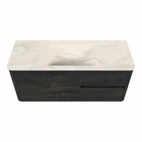 Mondiaz CIRO-DLUX Badkamermeubelset - 120x45x50cm - Solid surface wastafel Ostra - 1 wasbak Midden - 1 kraangat - 2 lades - Shadow SW1532459