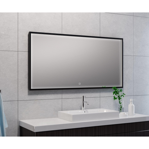 Wiesbaden Avi Spiegel rechthoek - met LED dimbaar en spiegelverwarming - 120x60cm - mat zwart SW373501