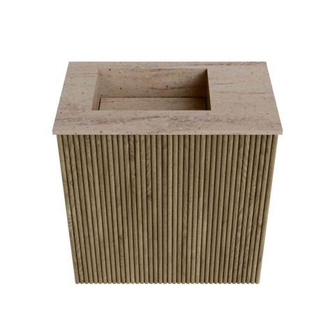 Mondiaz JOYA-DLUX 40cm toiletmeubel - kleur Dusk - Wastafel FAYE positie Links 1 kraangat kleur Saba. SW1426034