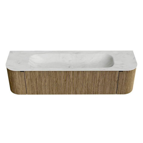 Mondiaz KURVE-DLUX Badkamermeubelset - 170x46x40cm - 1 lade - 2 deuren - wastafel solid surface - midden - zonder kraangat - Dusk SW1414933