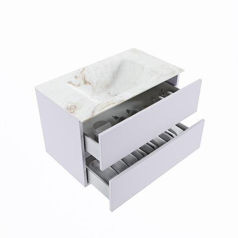 MONDIAZ VICA-DLUX Ensemble meuble de salle de bains - 80cm - meuble bas cale - 2 tiroirs - lavabo encastré cloud central - 1 trou de robinet - version haute 60cm - frape SW1089042