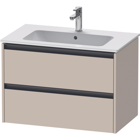 Duravit Ketho.2 Wastafelonderbouwkast - met 2 laden - 81x48x55cm - met grepen antraciet - taupe supermat SW773138