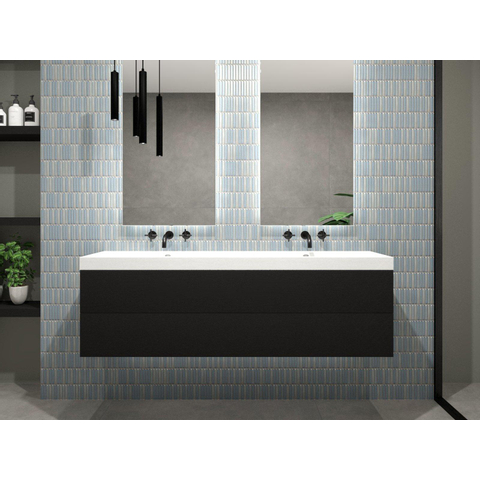 The Mosaic Factory Sevilla mozaïektegel - 28.2x30.8cm - wandtegel - Rechthoek - Porselein Grey - Blue speckle Glans SW523997