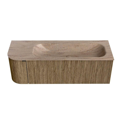 MONDIAZ KURVE-DLUX 135cm meuble de salle de bains arrondi Gauche couleur Dusk avec 1 tiroir et 1 porte. Lavabo BIG MEDIUM Droite sans trou de robinet Saba. SW1433358
