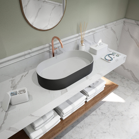 Ideavit Solidthin waskom - 60x35x12.5cm - Solid surface - Ovaal - Mat Zwart SW857496