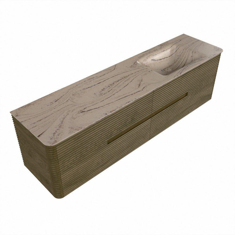 Mondiaz CIRO-DLUX Badkamermeubelset - 180x45x50cm - Solid surface wastafel Arena - 1 wasbak Rechts - 1 kraangat - 4 lades - Dusk SW1533139