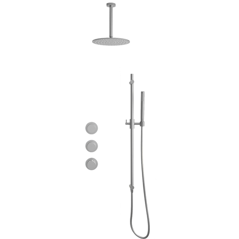 Fortifura Nebbio Ensemble de douche pluie - robinet encastré - élément encastré - barre de douche - flexible de douche en métal - douchette bâton - bras de plafond 20cm - douche de tête 30cm - inox brossé PVD SW1447121