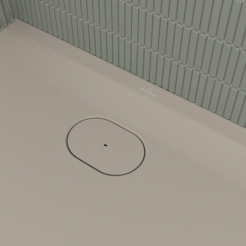 Villeroy & Boch Ecora douchebak - 140x90x3.5cm - afvoer korte zijde - almond (beige) SW1558911