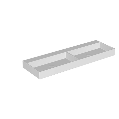 Ink United lavabo - 140x45x11cm - 2 vasques - sans trou de robinet - blanc brillant SW207366