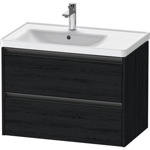 Duravit Ketho.2 Wastafelonderbouwkast - met 2 laden - voor waskom links - 78.4x45.5x54.9cm - met grepen antraciet - eiken zwart mat SW772866
